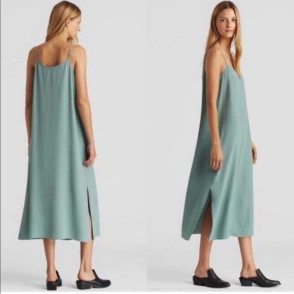 Eileen Fisher Dresses & Skirts - NEW • Eileen Fisher • Cami V Neck Dress Green M